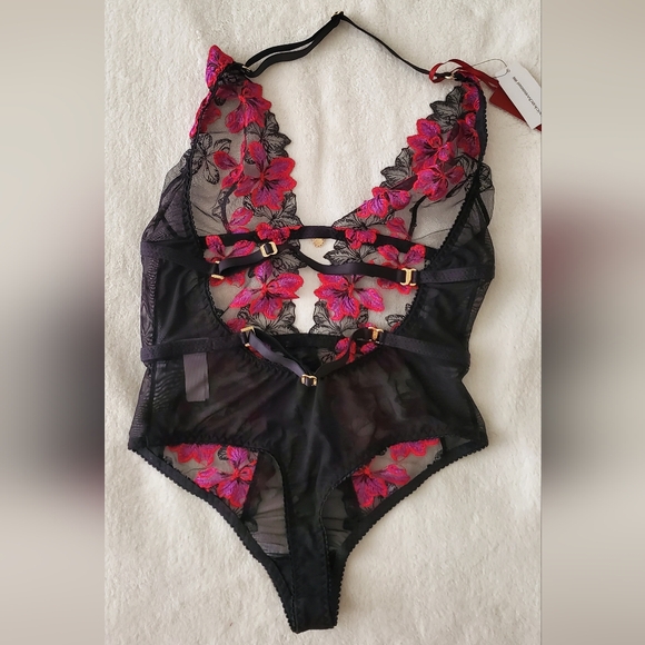 Wicked Weasel Crave Flores Black & Pink Bodysuit - Picture 3 of 5